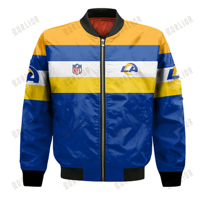 Los Angeles Rams Football Team 2024 -25 Fire Burning Opponents Bomber Jacket