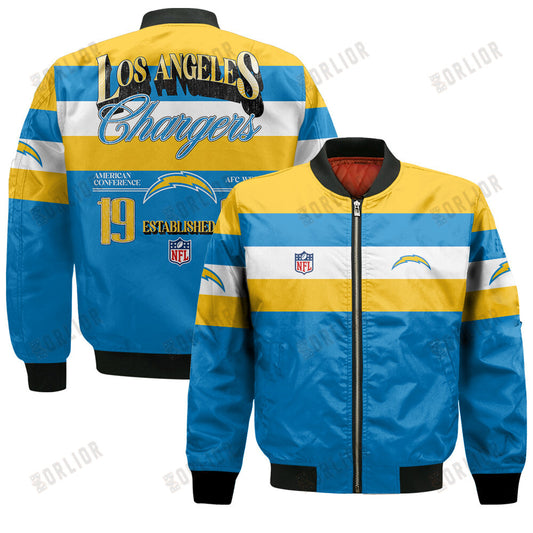 Los Angeles Chargers Football Team 2024 -25 Fire Burning Opponents Bomber Jacket