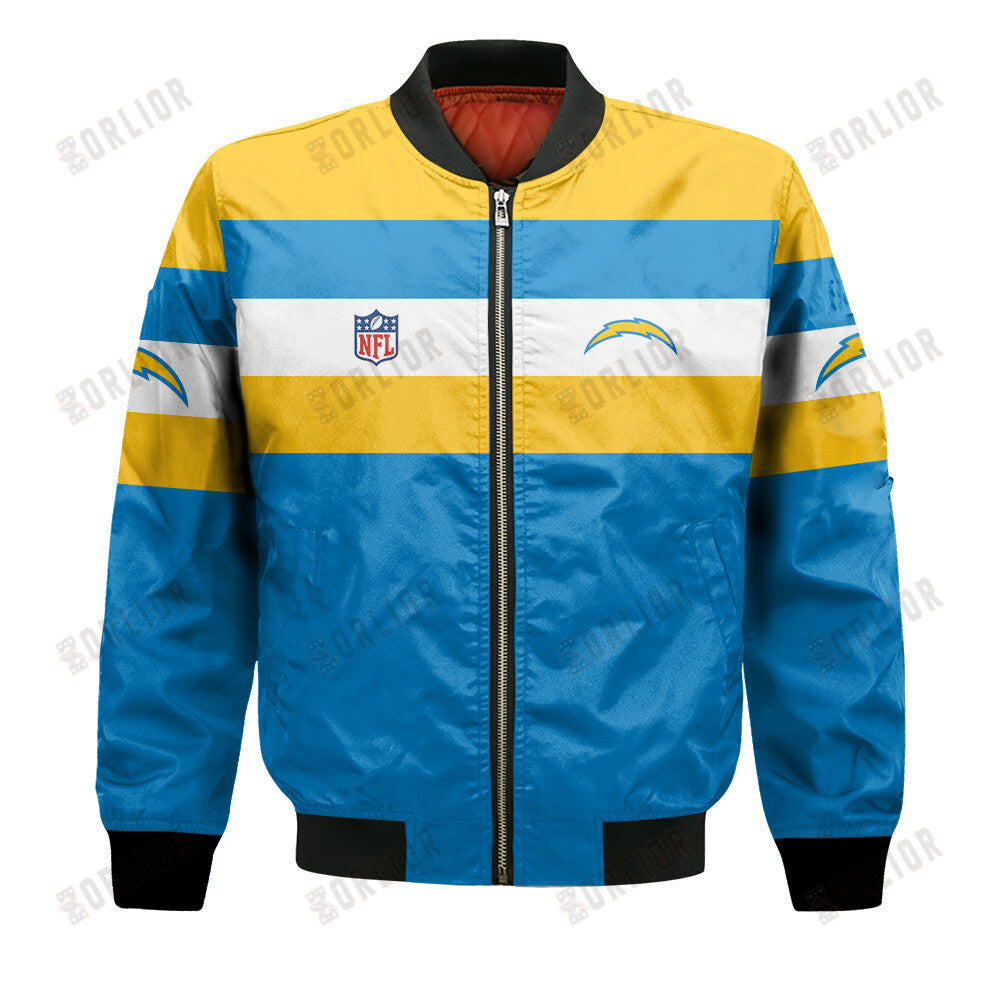 Los Angeles Chargers Football Team 2024 -25 Fire Burning Opponents Bomber Jacket