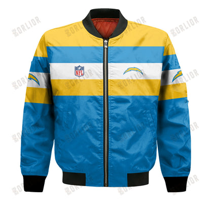 Los Angeles Chargers Football Team 2024 -25 Fire Burning Opponents Bomber Jacket