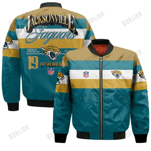 Jacksonville Jaguars Football Team 2024 -25 Fire Burning Opponents Bomber Jacket