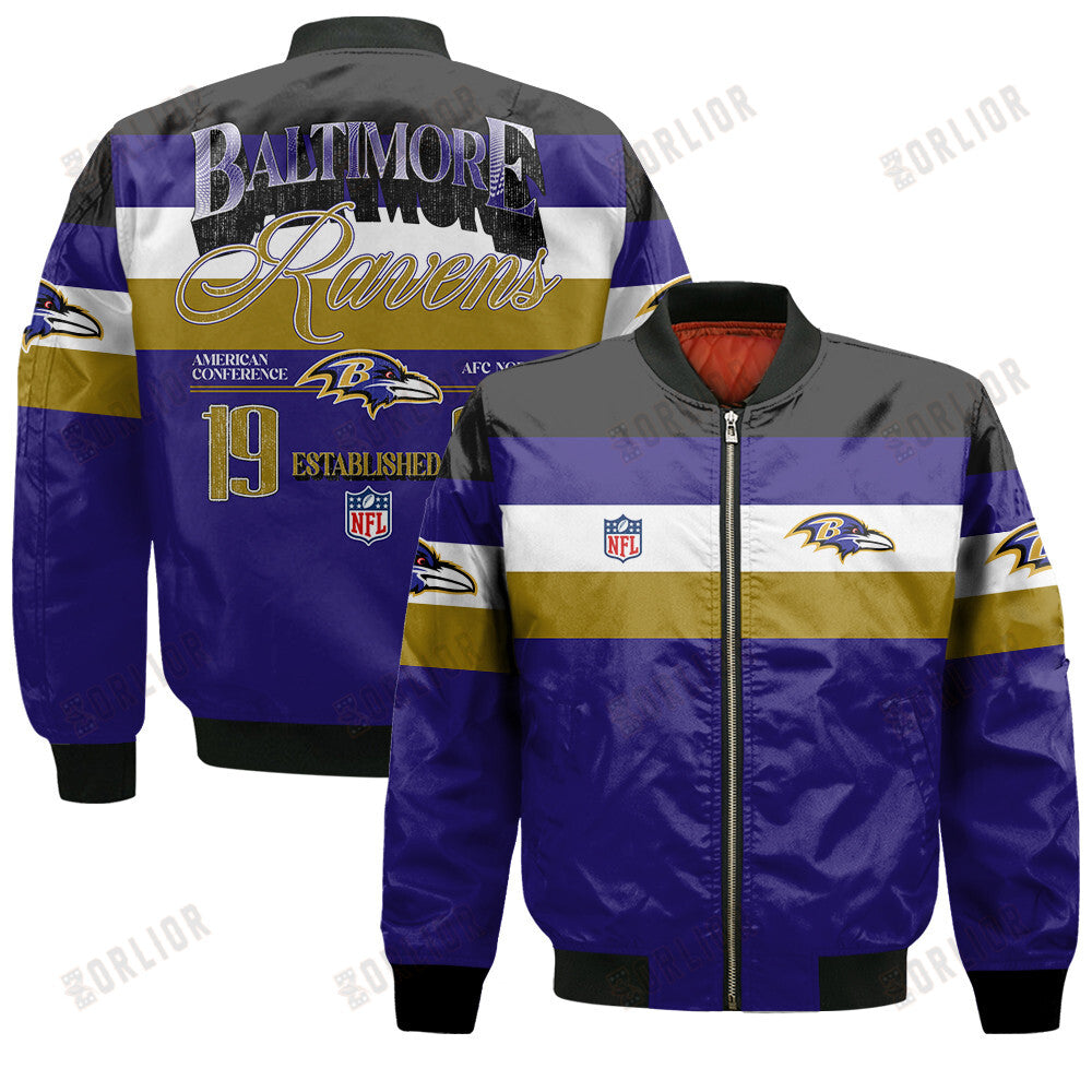 Baltimore Ravens Football Team 2024 -25 Fire Burning Opponents Bomber Jacket