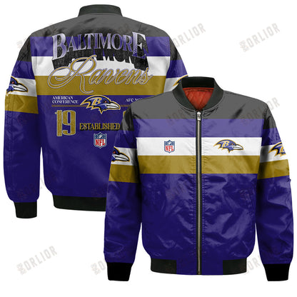 Baltimore Ravens Football Team 2024 -25 Fire Burning Opponents Bomber Jacket