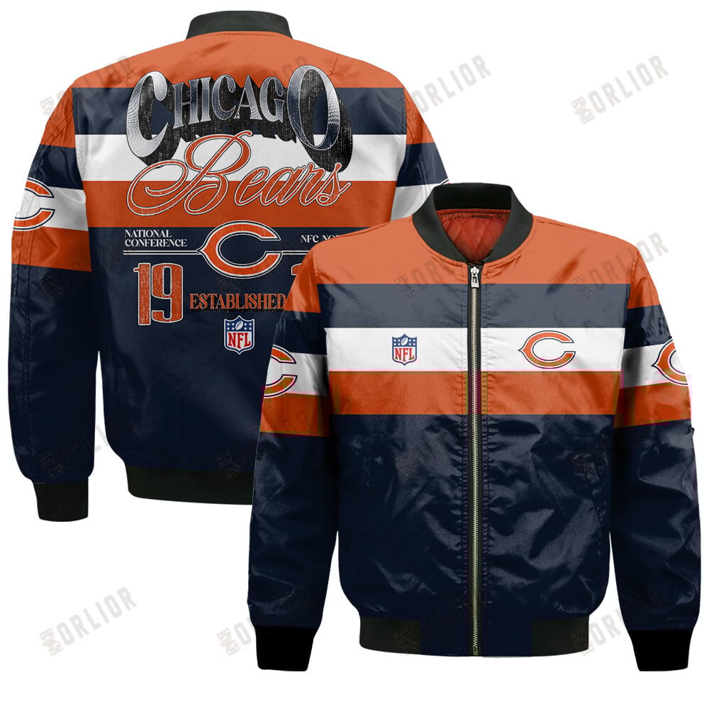Chicago Bears Football Team 2024 -25 Fire Burning Opponents Bomber Jacket