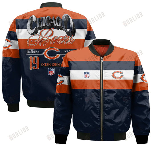 Chicago Bears Football Team 2024 -25 Fire Burning Opponents Bomber Jacket