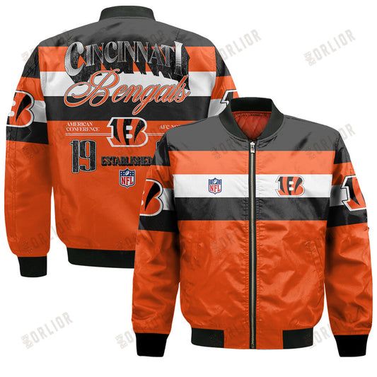 Cincinnati Bengals Football Team 2024 -25 Fire Burning Opponents Bomber Jacket