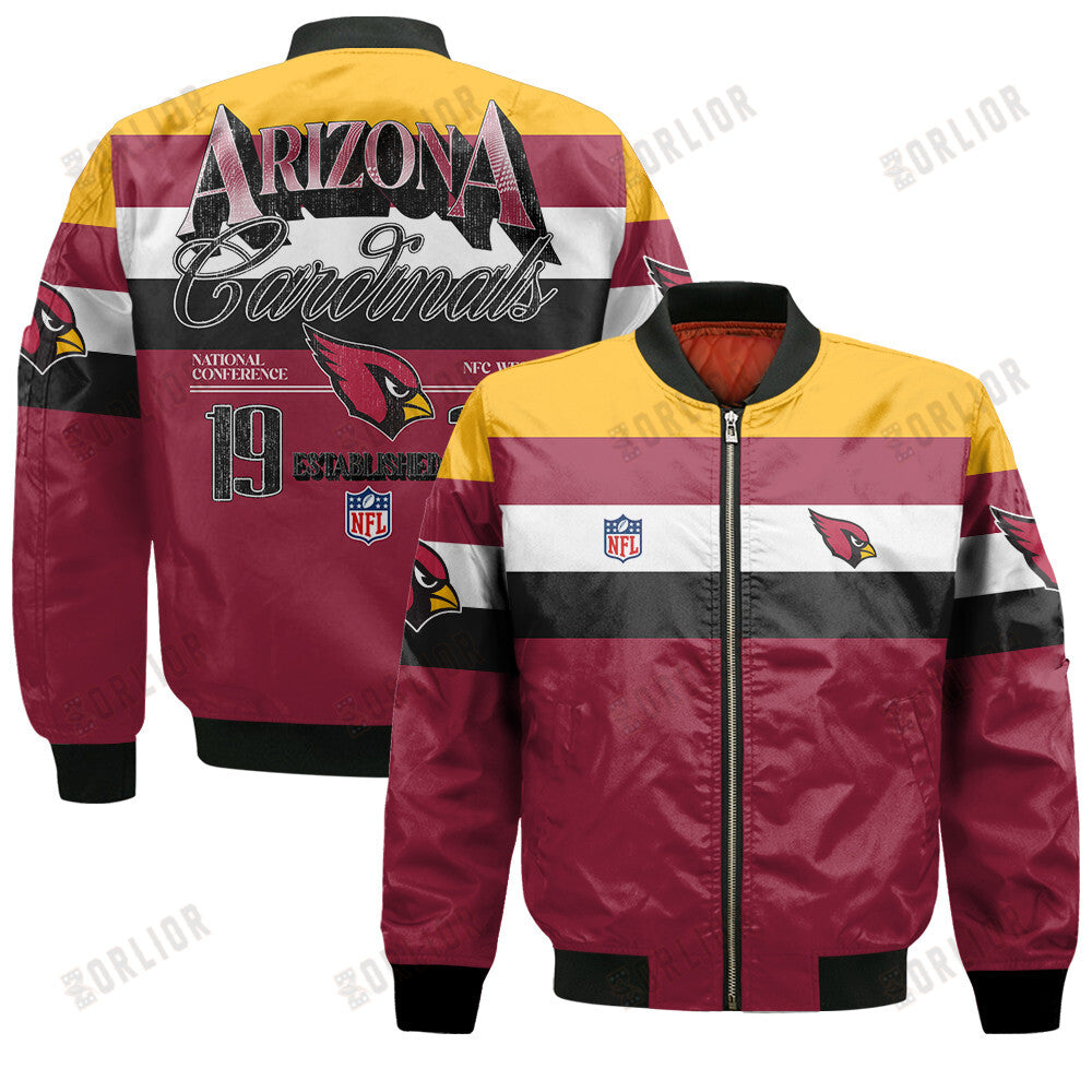 Arizona Cardinals Football Team 2024 -25 Fire Burning Opponents Bomber Jacket