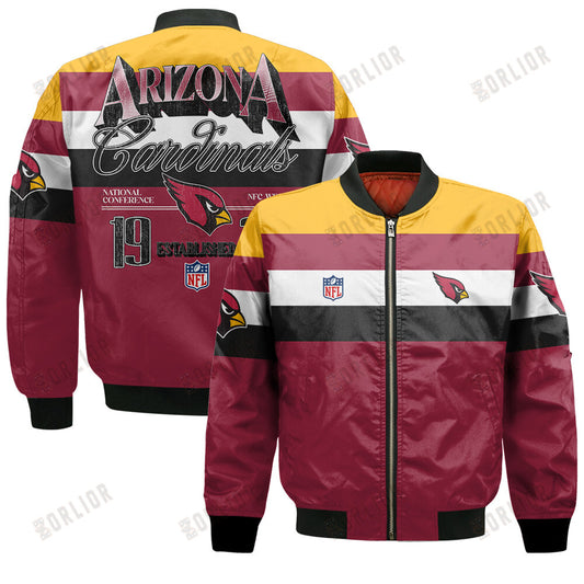 Arizona Cardinals Football Team 2024 -25 Fire Burning Opponents Bomber Jacket