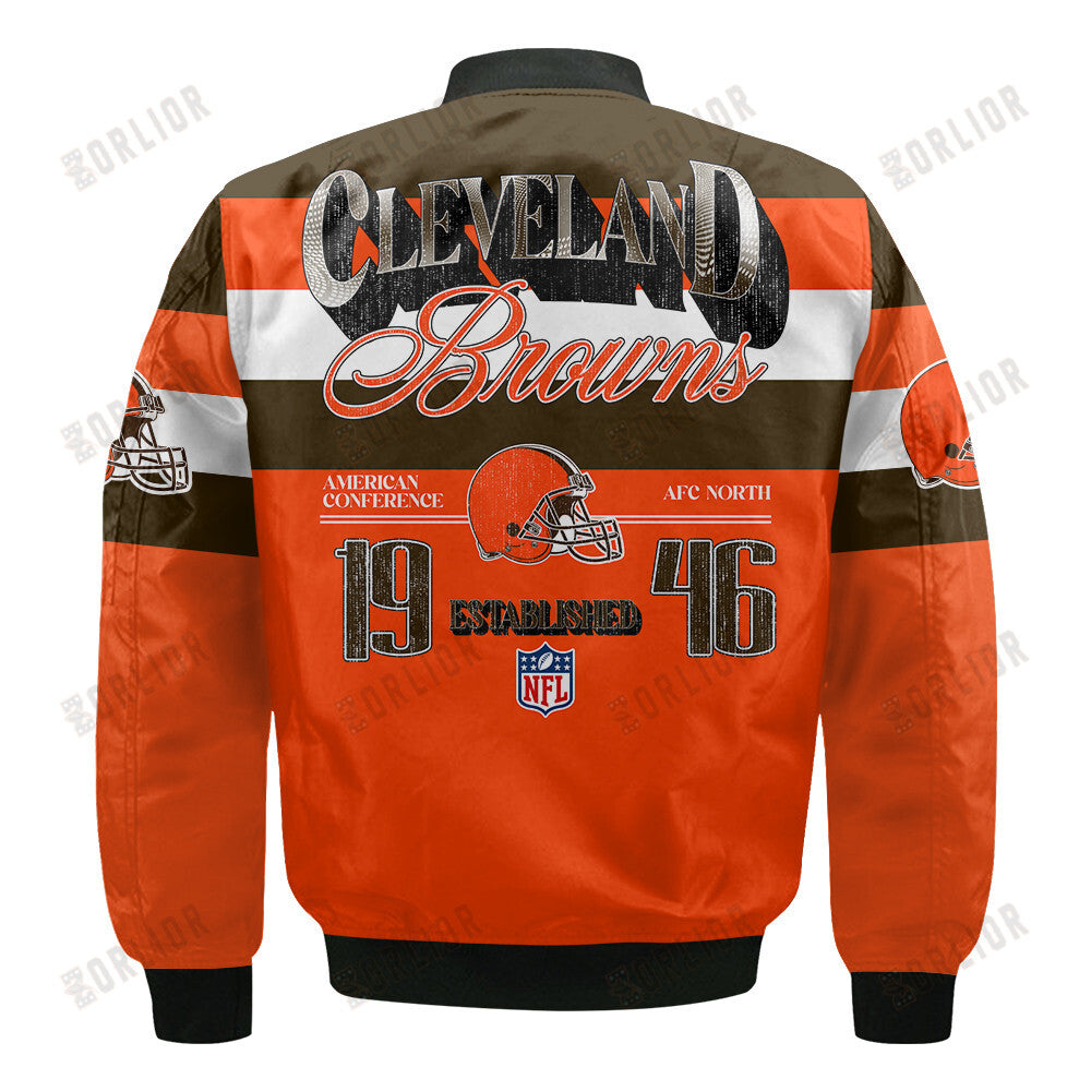 Cleveland Browns Football Team 2024 -25 Fire Burning Opponents Bomber Jacket