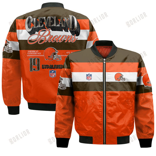 Cleveland Browns Football Team 2024 -25 Fire Burning Opponents Bomber Jacket