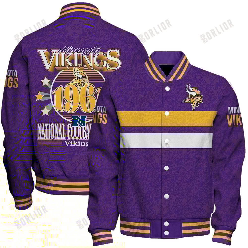 Minnesota Vikings Football Team 2024 -25 Super Durable Unisex Varsity Jacket