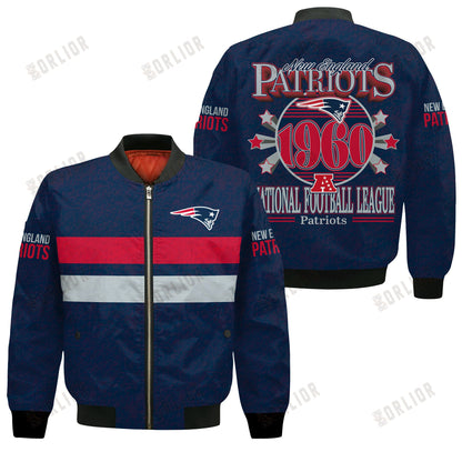 New England Patriots Football Team 2024 -25 Super Durable Bomber Jacket
