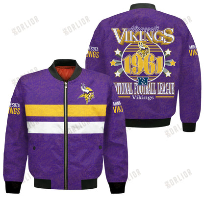 Minnesota Vikings Football Team 2024 -25 Super Durable Bomber Jacket