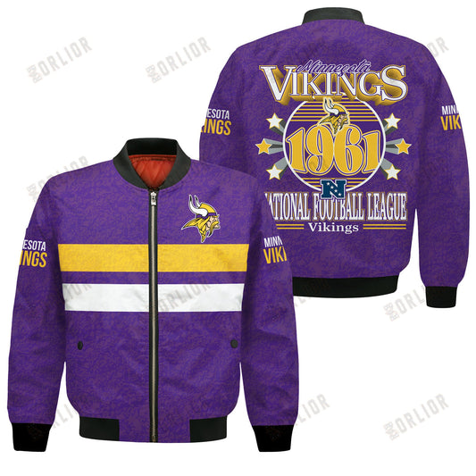 Minnesota Vikings Football Team 2024 -25 Super Durable Bomber Jacket