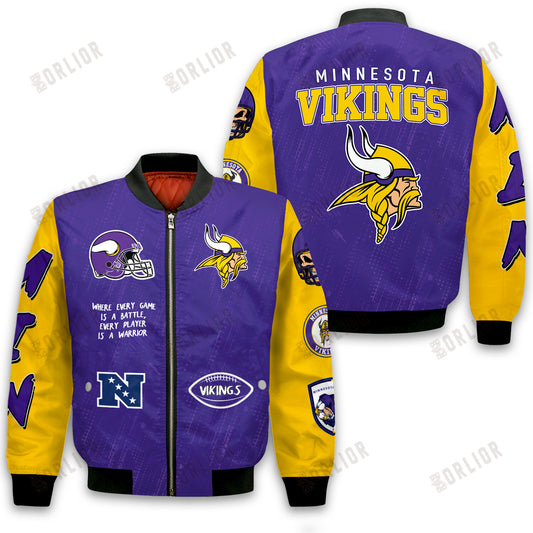 Minnesota Vikings National Football League Conquer Every Field Bomber Jacket