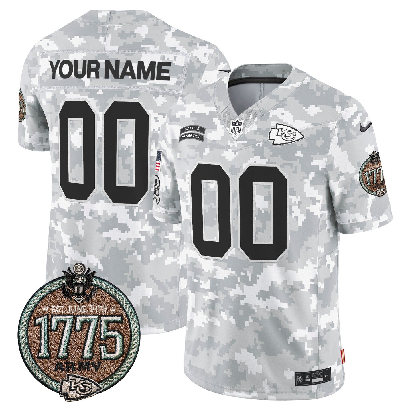 Chiefs 2024 Salute to Service Establishment Year Patch Vapor Limited Custom Jersey - All Stitched