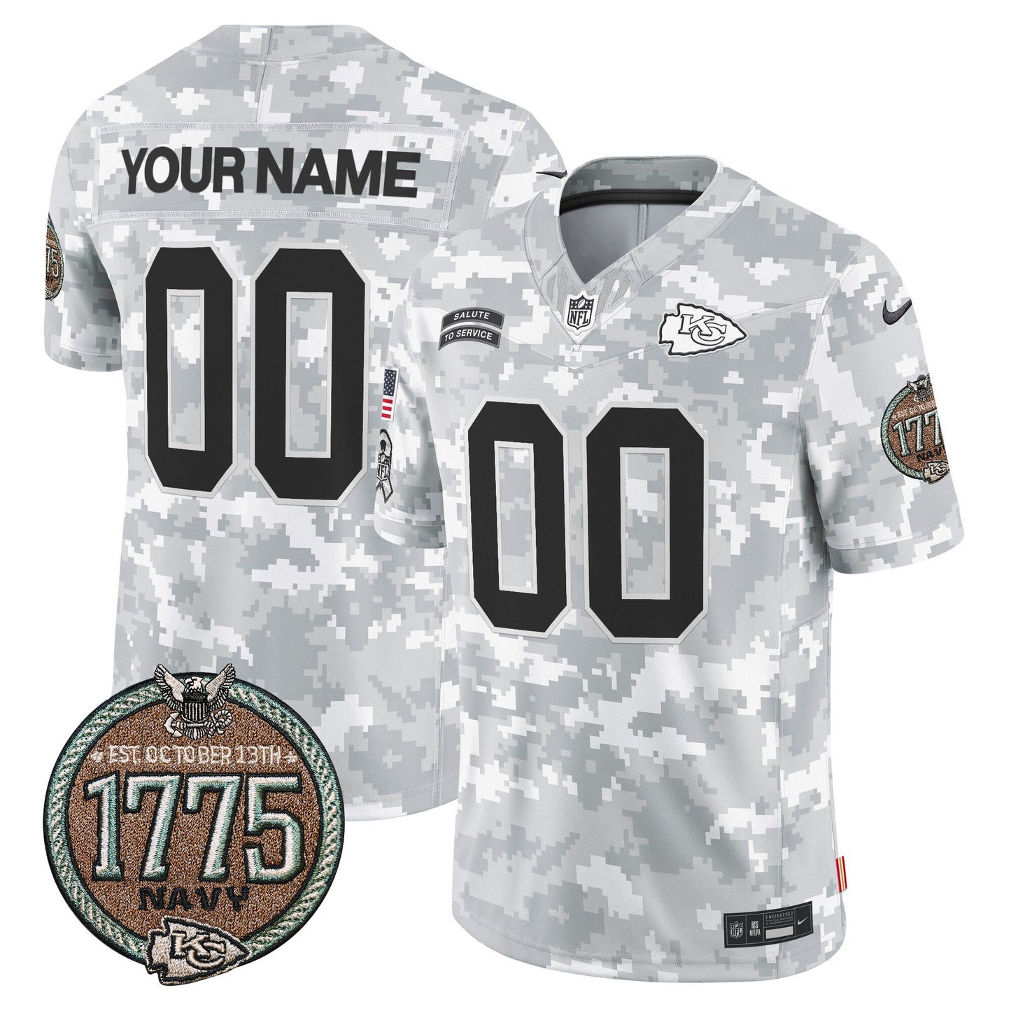 Chiefs 2024 Salute to Service Establishment Year Patch Vapor Limited Custom Jersey - All Stitched