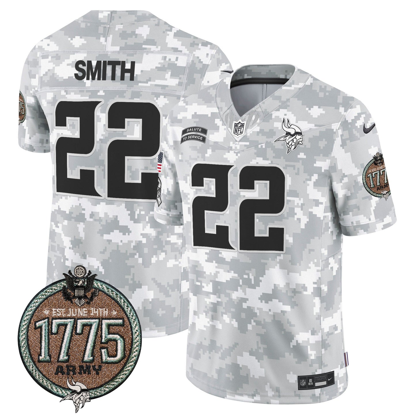 Vikings 2024 Salute to Service Establishment Year Patch Vapor Limited Jersey - All Stitched