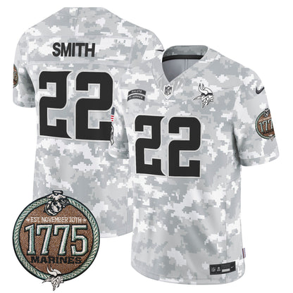 Vikings 2024 Salute to Service Establishment Year Patch Vapor Limited Jersey - All Stitched