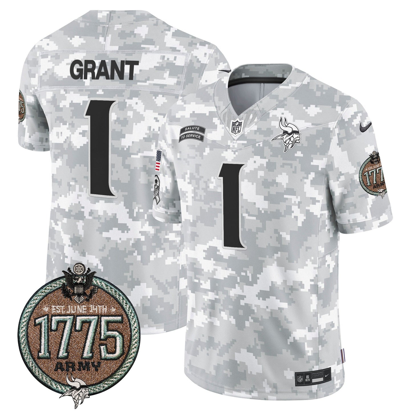 Vikings 2024 Salute to Service Establishment Year Patch Vapor Limited Jersey - All Stitched