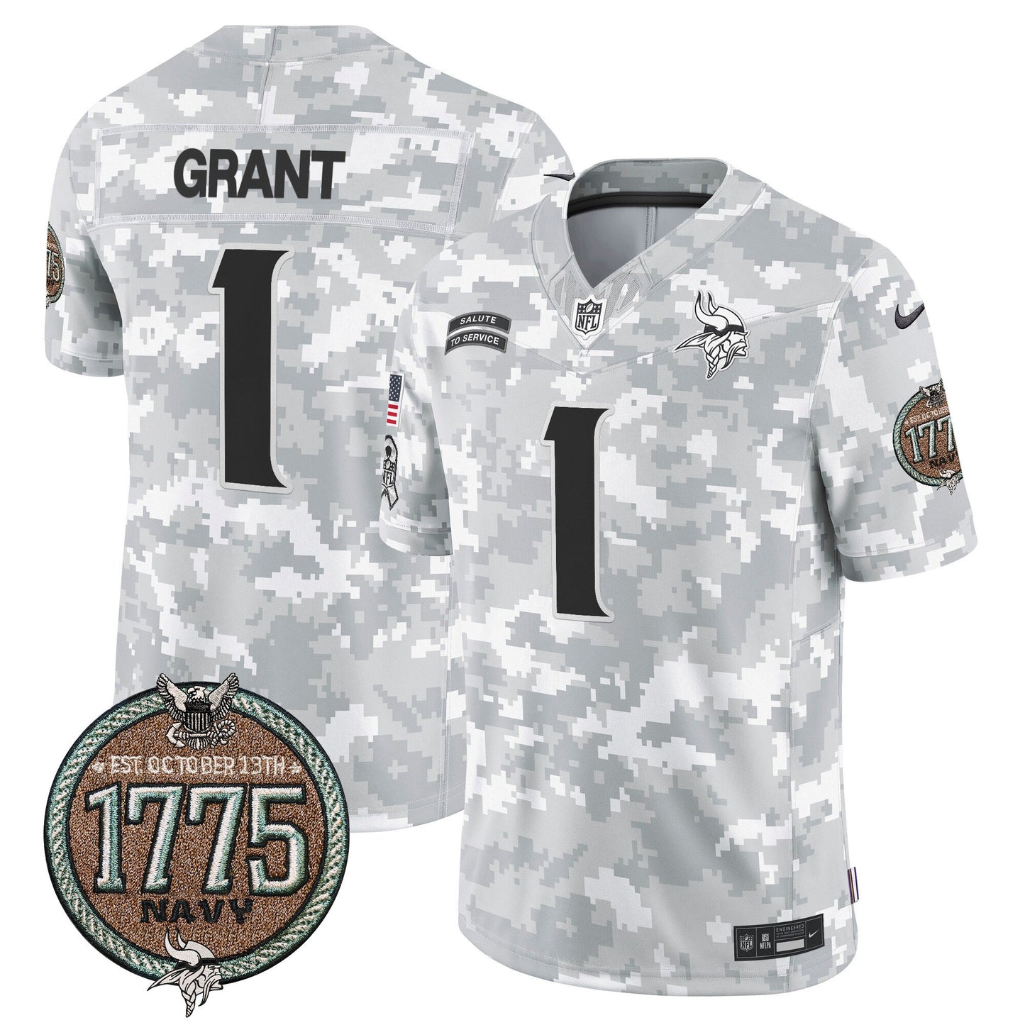 Vikings 2024 Salute to Service Establishment Year Patch Vapor Limited Jersey - All Stitched