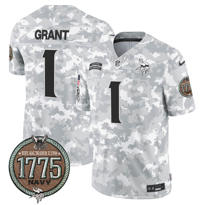 Vikings 2024 Salute to Service Establishment Year Patch Vapor Limited Jersey - All Stitched