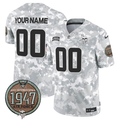 Vikings 2024 Salute to Service Establishment Year Patch Vapor Limited Custom Jersey - All Stitched