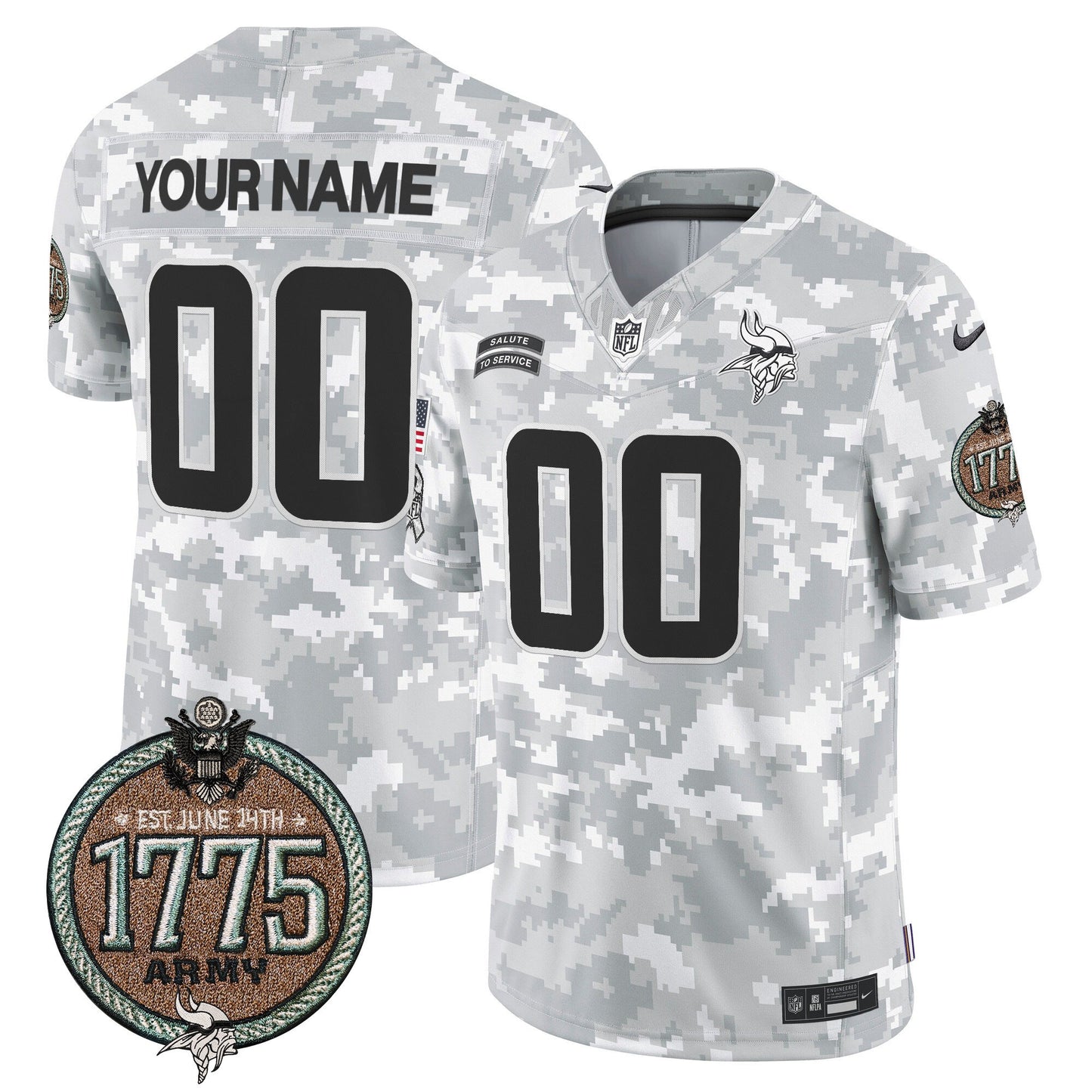 Vikings 2024 Salute to Service Establishment Year Patch Vapor Limited Custom Jersey - All Stitched