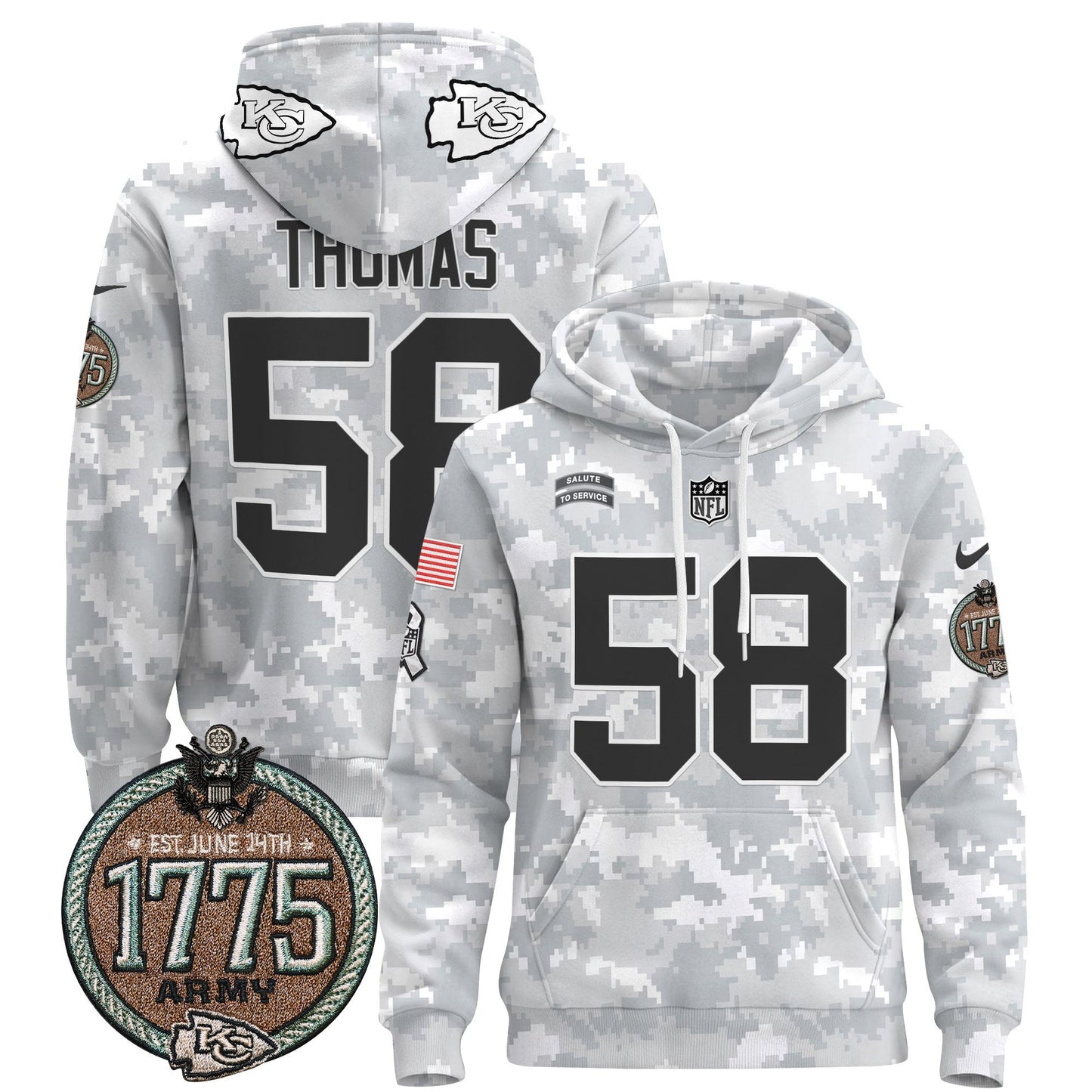 Chiefs 2024 Salute to Service Establishment Year Patch Pullover Hoodie