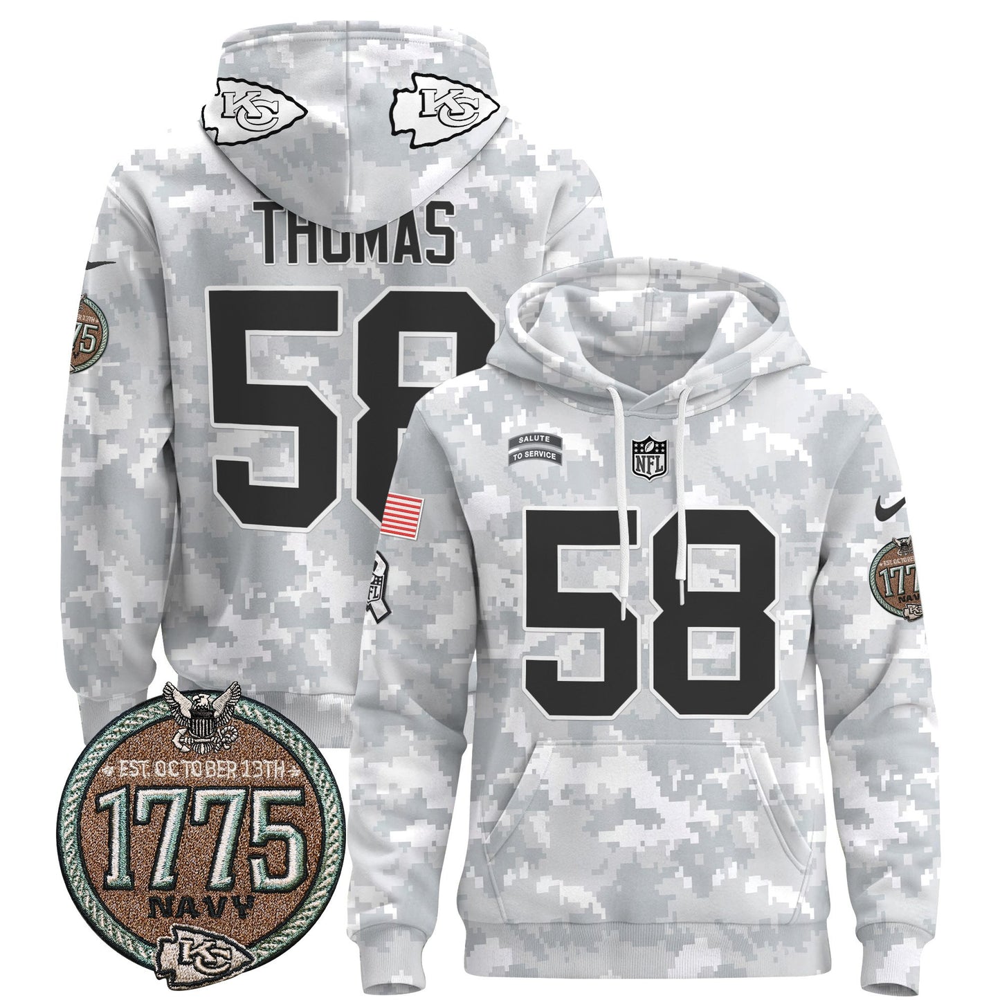 Chiefs 2024 Salute to Service Establishment Year Patch Pullover Hoodie