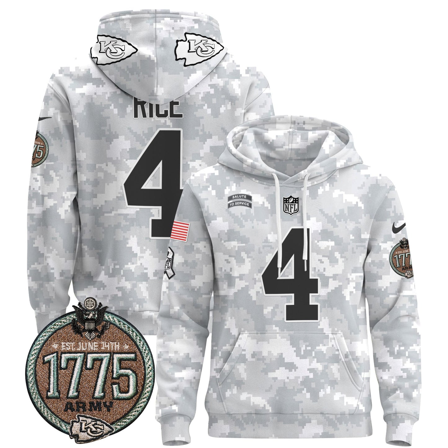 Chiefs 2024 Salute to Service Establishment Year Patch Pullover Hoodie