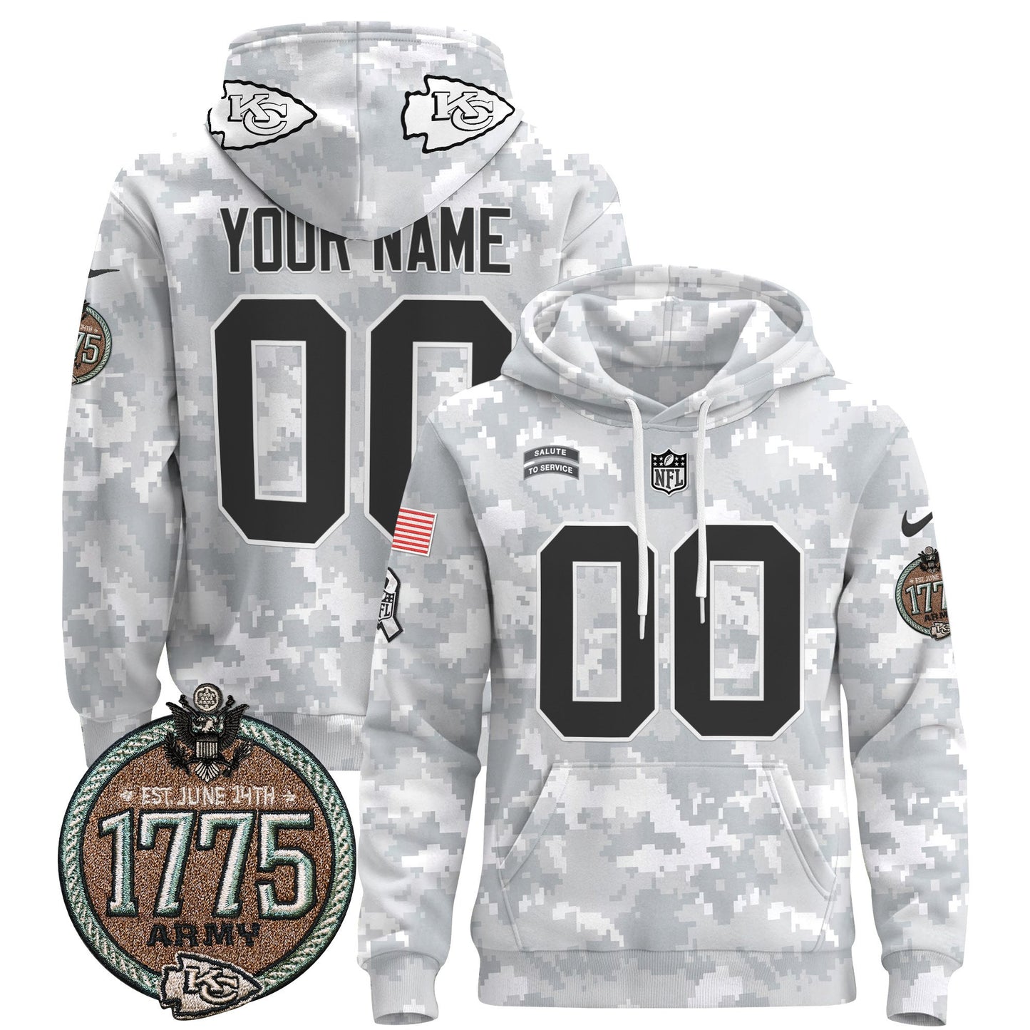 Chiefs 2024 Salute to Service Establishment Year Patch Custom Pullover Hoodie