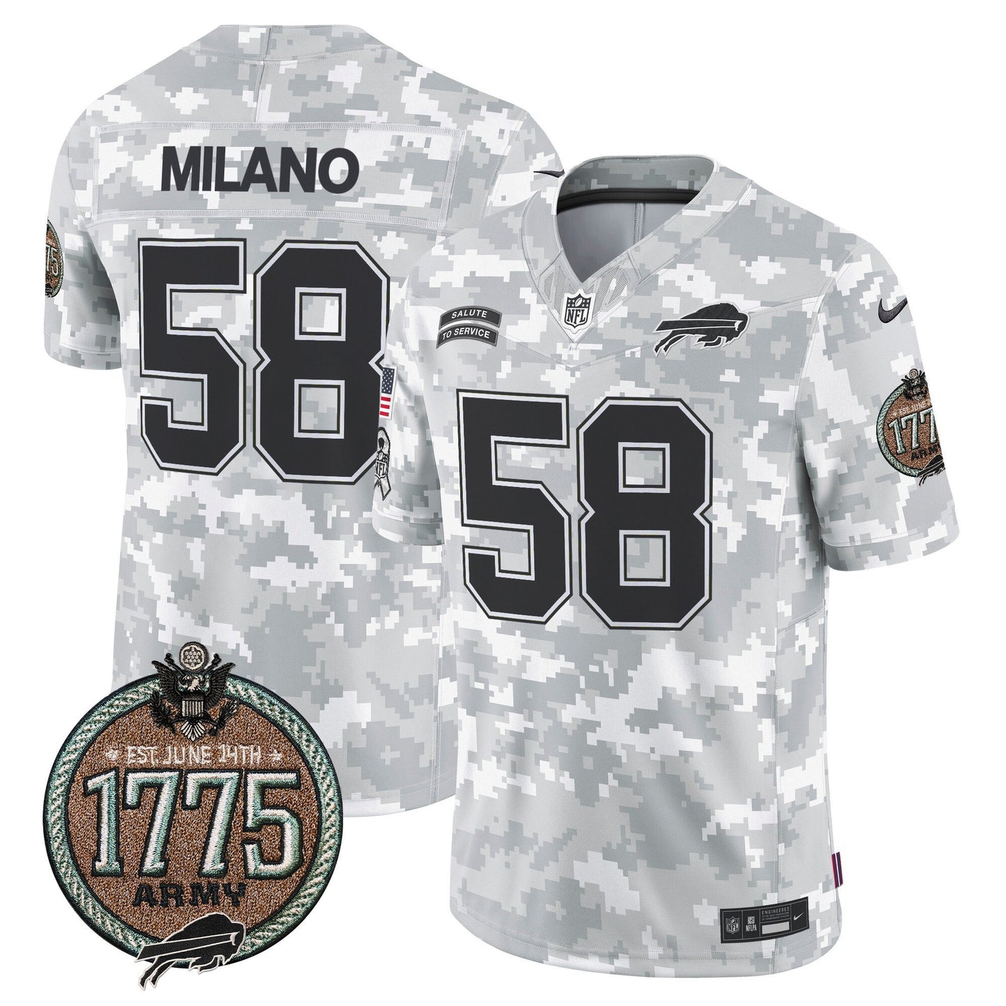 Bills 2024 Salute to Service Establishment Year Patch Vapor Limited Jersey - All Stitched