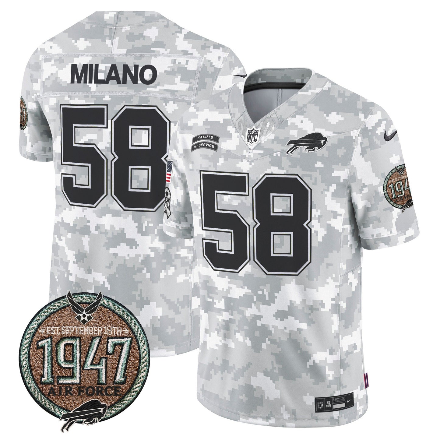 Bills 2024 Salute to Service Establishment Year Patch Vapor Limited Jersey - All Stitched