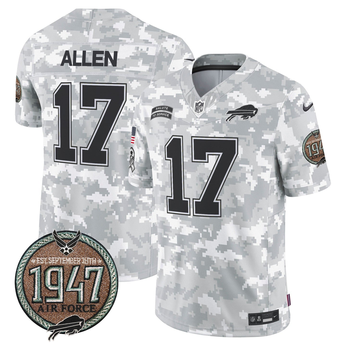 Bills 2024 Salute to Service Establishment Year Patch Vapor Limited Jersey - All Stitched