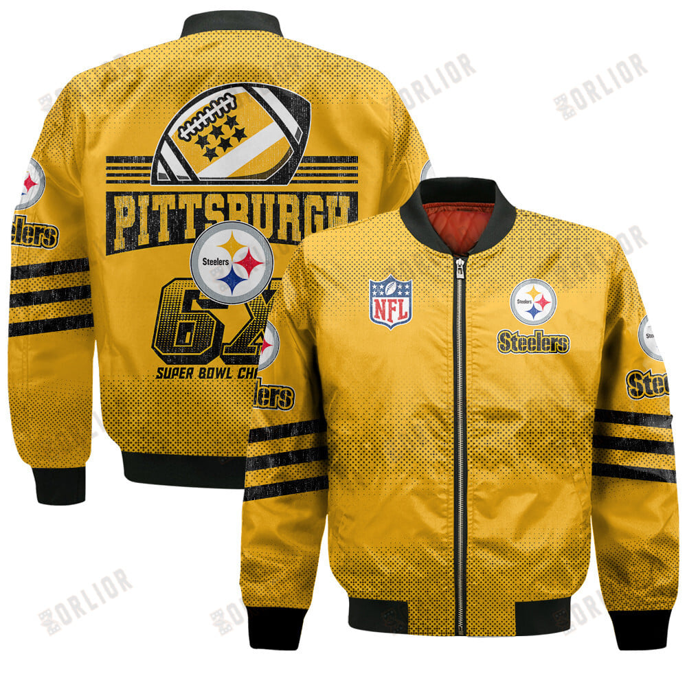 Pittsburgh Steelers Football Team Proud Of Every Championship Win Bomber Jacket
