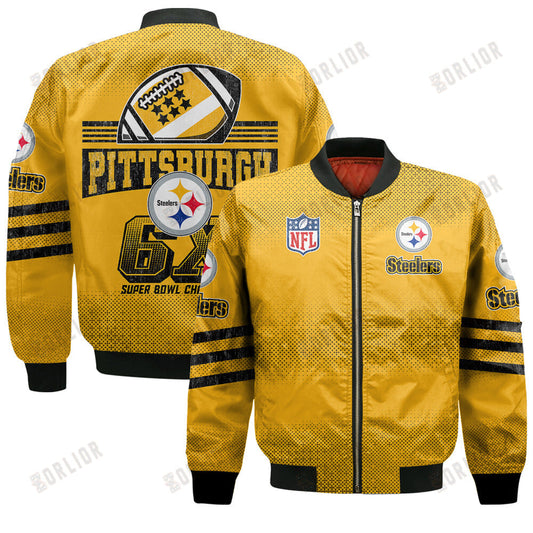Pittsburgh Steelers Football Team Proud Of Every Championship Win Bomber Jacket