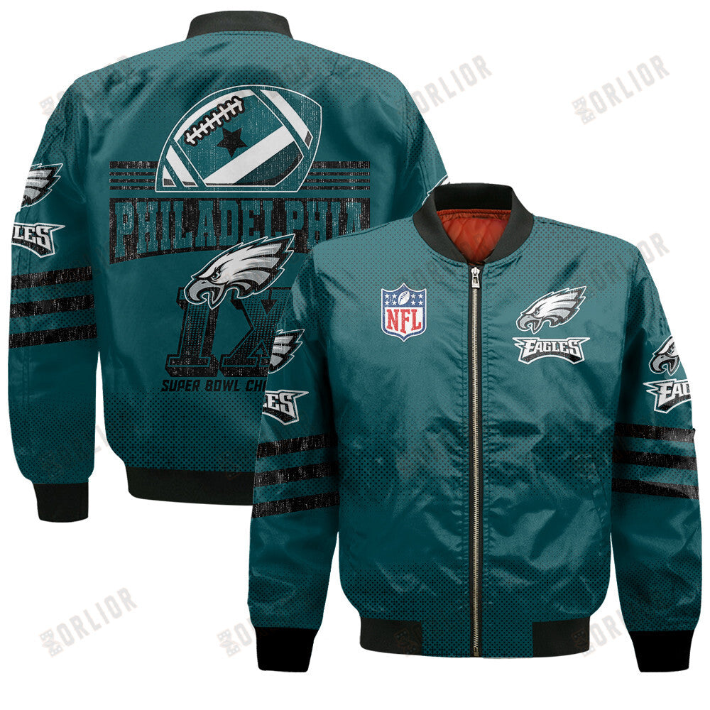 Philadelphia Eagles Football Team Proud Of Every Championship Win Bomber Jacket
