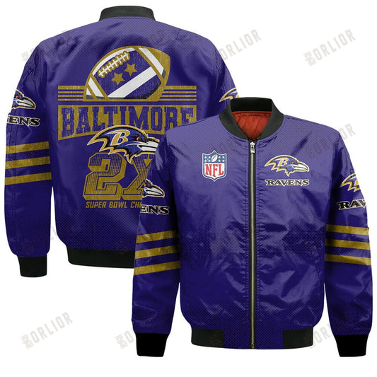 Baltimore Ravens Football Team Proud Of Every Championship Win Bomber Jacket
