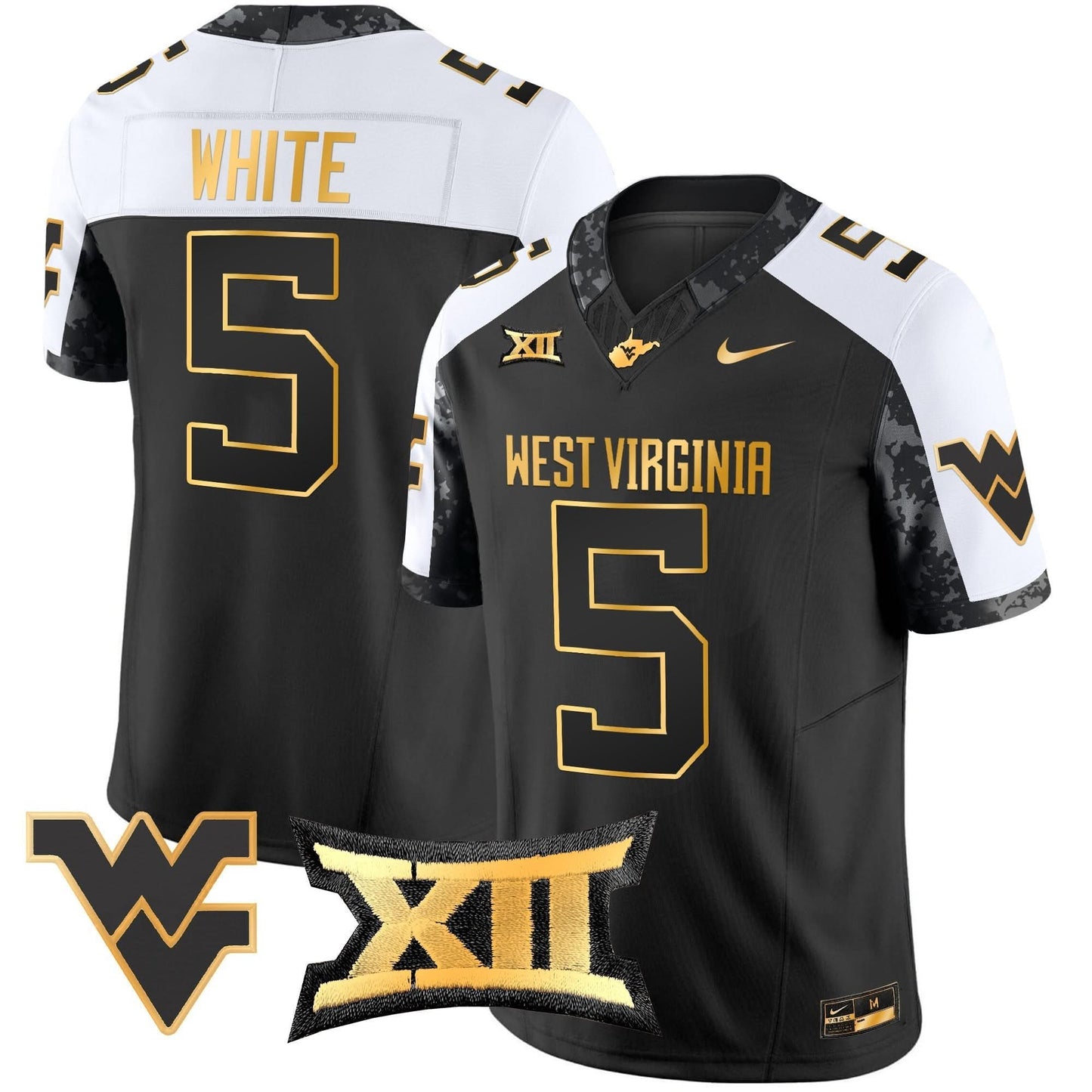 West Virginia Mountaineers 2024 Gold Vapor Limited Jersey - All Stitched