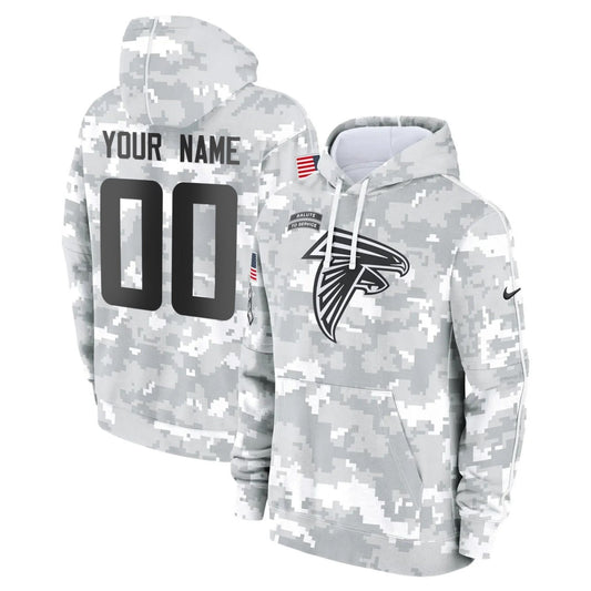 Atlanta Falcons 2024 Salute to Service Custom Hoodie - Arctic Camo - All Stitched