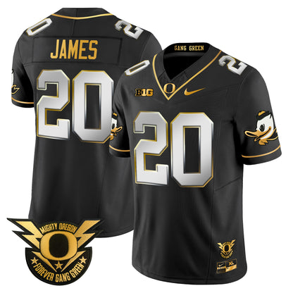 Oregon Ducks 2024 Forever Gang Green & BIG Patch Gold Vapor Limited Jersey - All Stitched