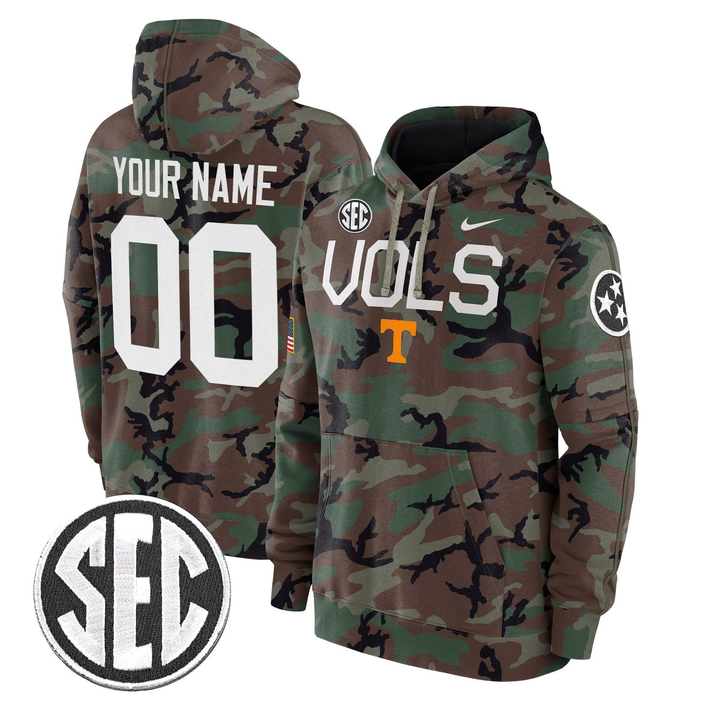 Tennessee Volunteers 2024 Military Custom Fleece Pullover Hoodie