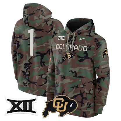 Colorado Buffaloes 2024 Military Fleece Pullover Hoodie - All Stitched