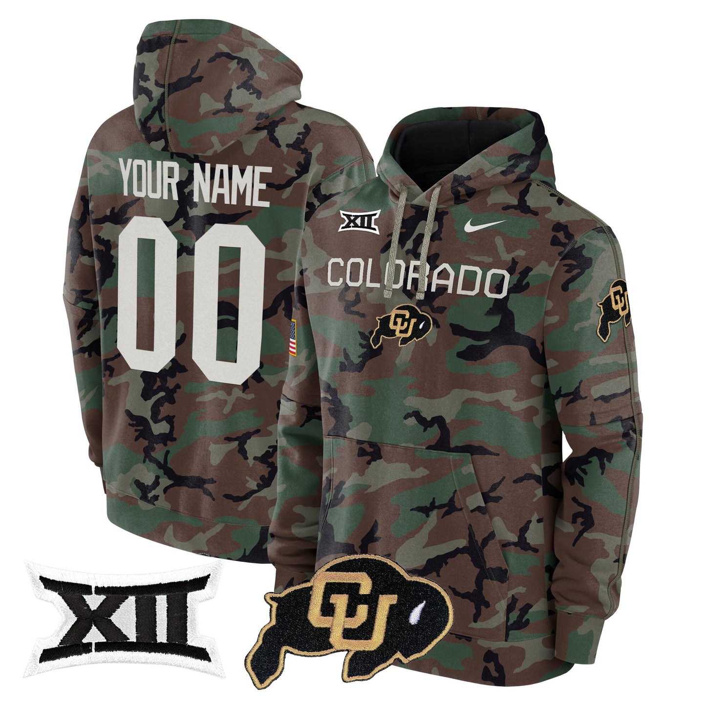 Colorado Buffaloes 2024 Military Custom Fleece Pullover Hoodie - All Stitched