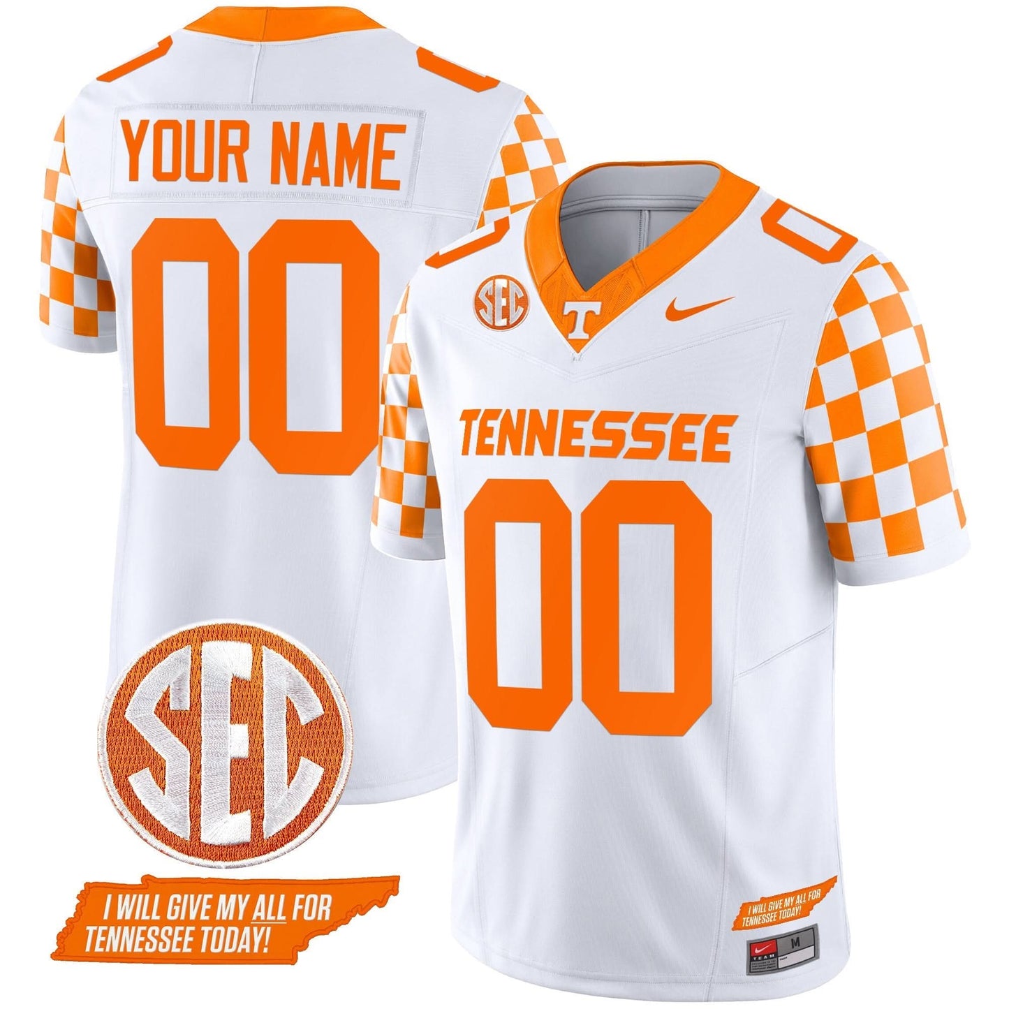 Tennessee Volunteers 2024 Checkerboard Vapor Limited Custom Jersey V2 - All Stitched