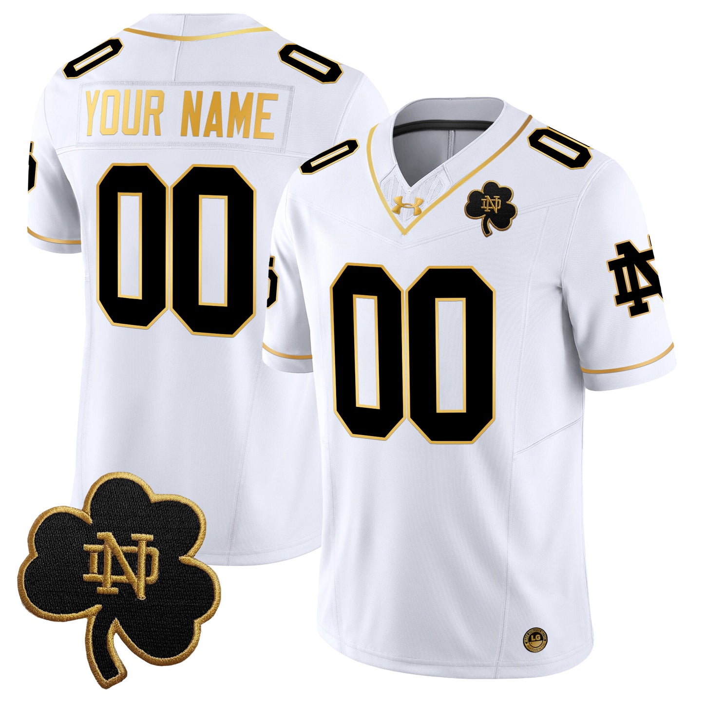 Notre Dame Fighting Irish 2024 Gold Vapor Limited Custom Jersey - All Stitched