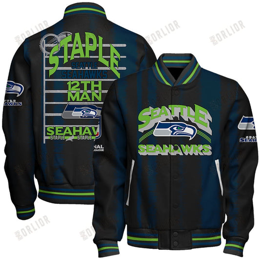 Seattle Seahawks Football Team 2024 - 25 Independent, Individual Unisex Varsity Jacket