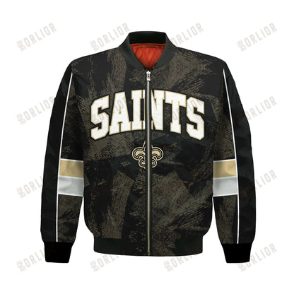 New Orleans Saints Football Team 2024 - 25 Cheering Symbols Bomber Jacket