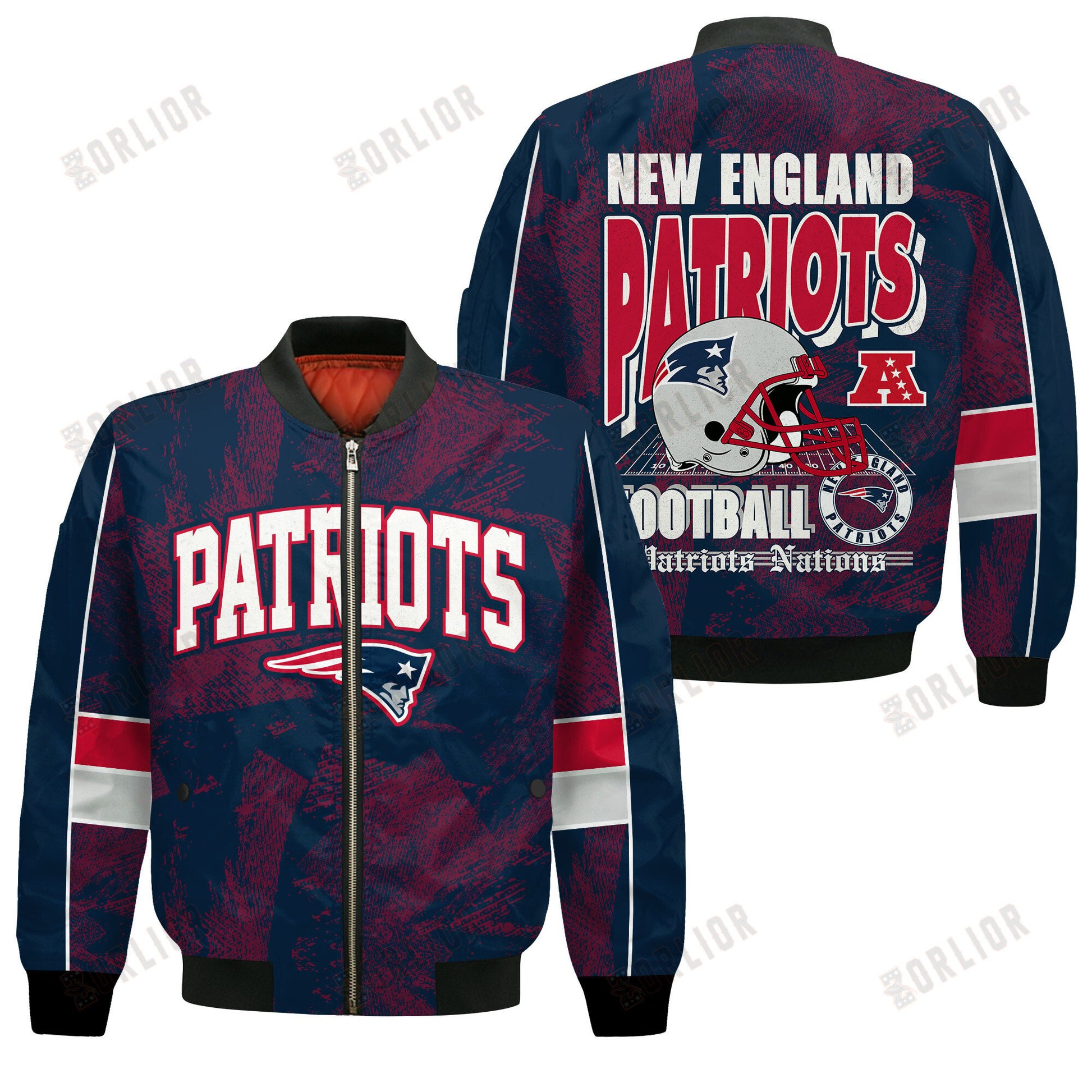 New England Patriots Football Team 2024 - 25 Cheering Symbols Bomber Jacket